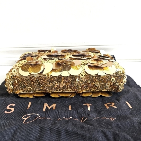 New Simitri Gold Disco Clutch Handbag/Crossbody Metal Chain Handbag NWT - Picture 10 of 13